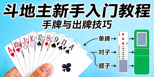 斗地主新手入门教程封面图 - 展示手牌和出牌技巧